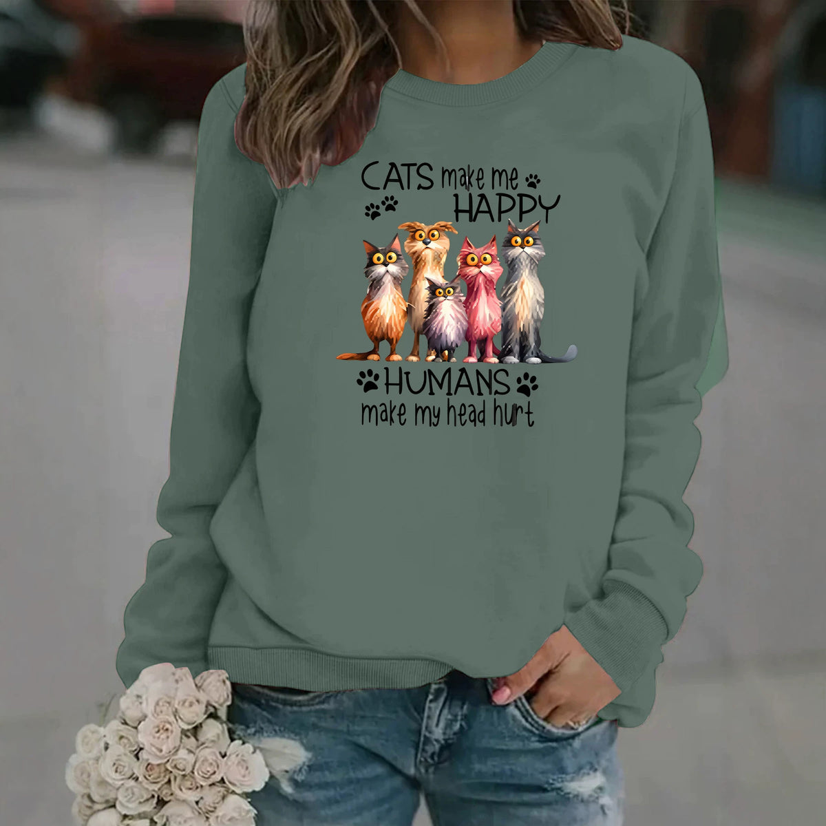 Round neck fleece hoodie