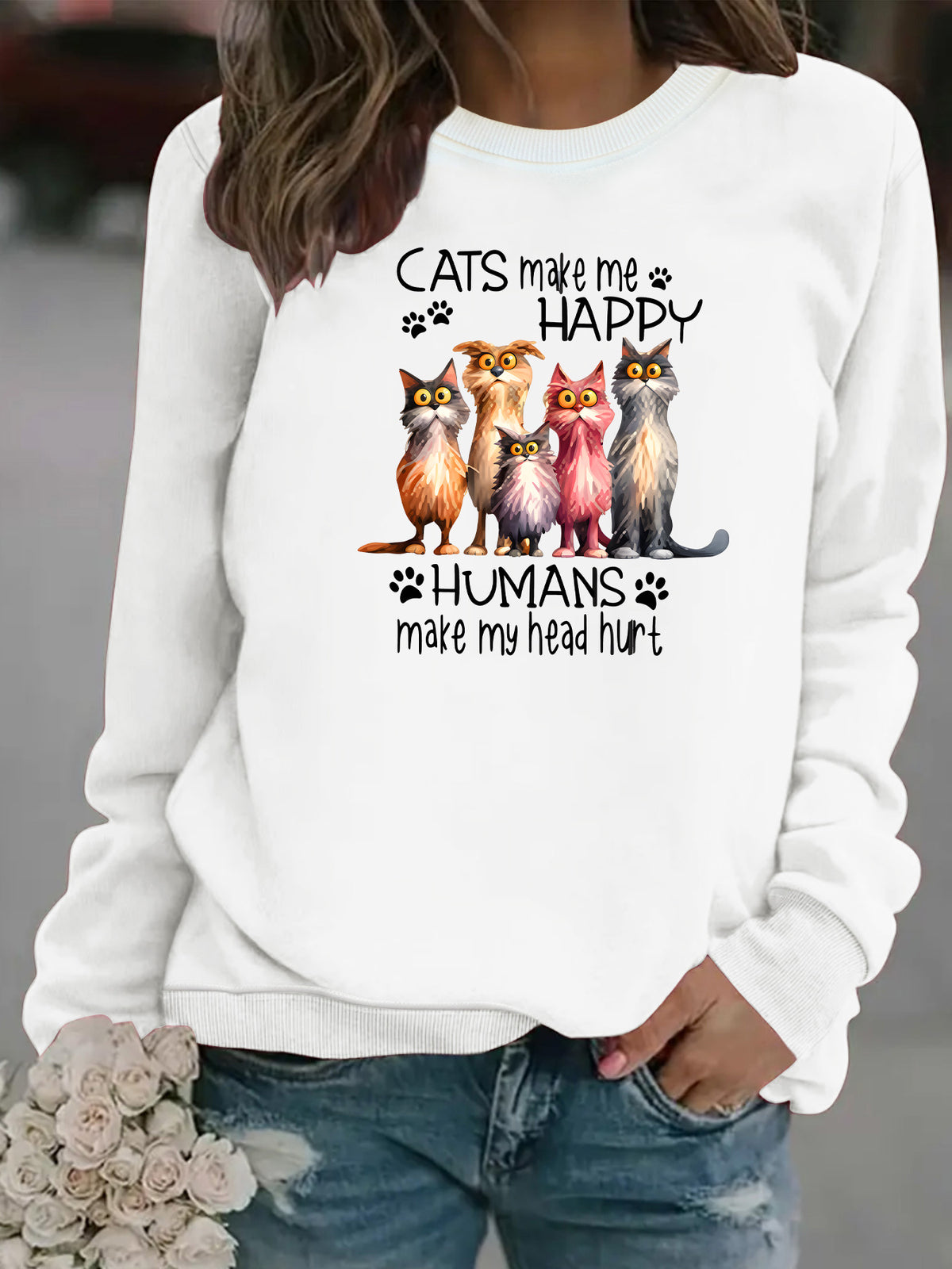 Round neck fleece hoodie